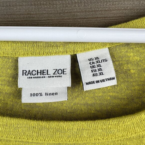 Rachel Zoe Womens Shirt Cap Sleeve Round Neck Linen Mustard Yellow Size XL - Picture 6 of 6